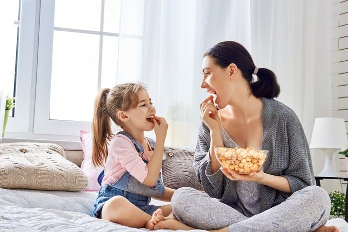 Popcorn eignet sich perfekt als kleinen Snack zwischendurch und als Abendsnack auf dem Sofa.                      Shutterstock.com / Yuganov Konstantin